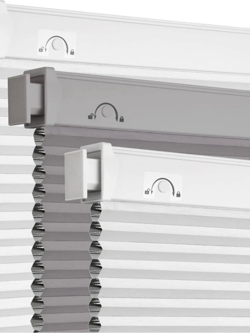 Cellular Window Shade - White and Gray Honeycomb Blind